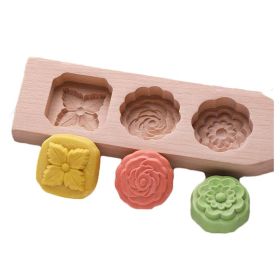 Wooden Moon Cake Mold DIY Rice Cake Baking Mold Wagashi Snow Skin Mooncake Mold Rose 40g