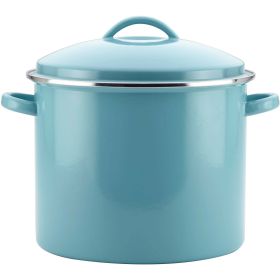 Farberware Enamel-on-Steel Induction Stockpot with Lid, 16 Quart, Aqua