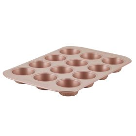 Farberware Nonstick Bakeware Muffin Pan, 12-Cup, Rose Gold