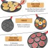 Egg Omelette Pan Silver Dollar Pancake Pan Nonstick Omelet 7-Cup Pancake Molds for Kids Animal Pancakes Maker with Silicone Spatula, Tongs, Oil Brush