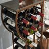 Grey 11 Bottle Wine Bakers Rack, 5 Tier Freestanding Wine Rack with Hanging Wine Glass Holder and Storage Shelves