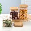 3PCS Square Glass Storage Jar with BambooLid Snack Jar Miscellaneous Grain Jar Storage Jar Seasoning Jar Candy Jar Tea Jar Coffee Jar