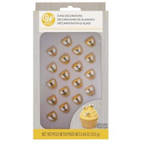 Wilton Bumble Bee Icing Decorations, Yellow, Black and White, 18-Count, Bee Form