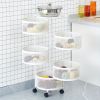 1pc rotatable multi-layer round storage rack, round floor-standing multi-layer rotatable vegetable basket storage rack, sundries and fruits